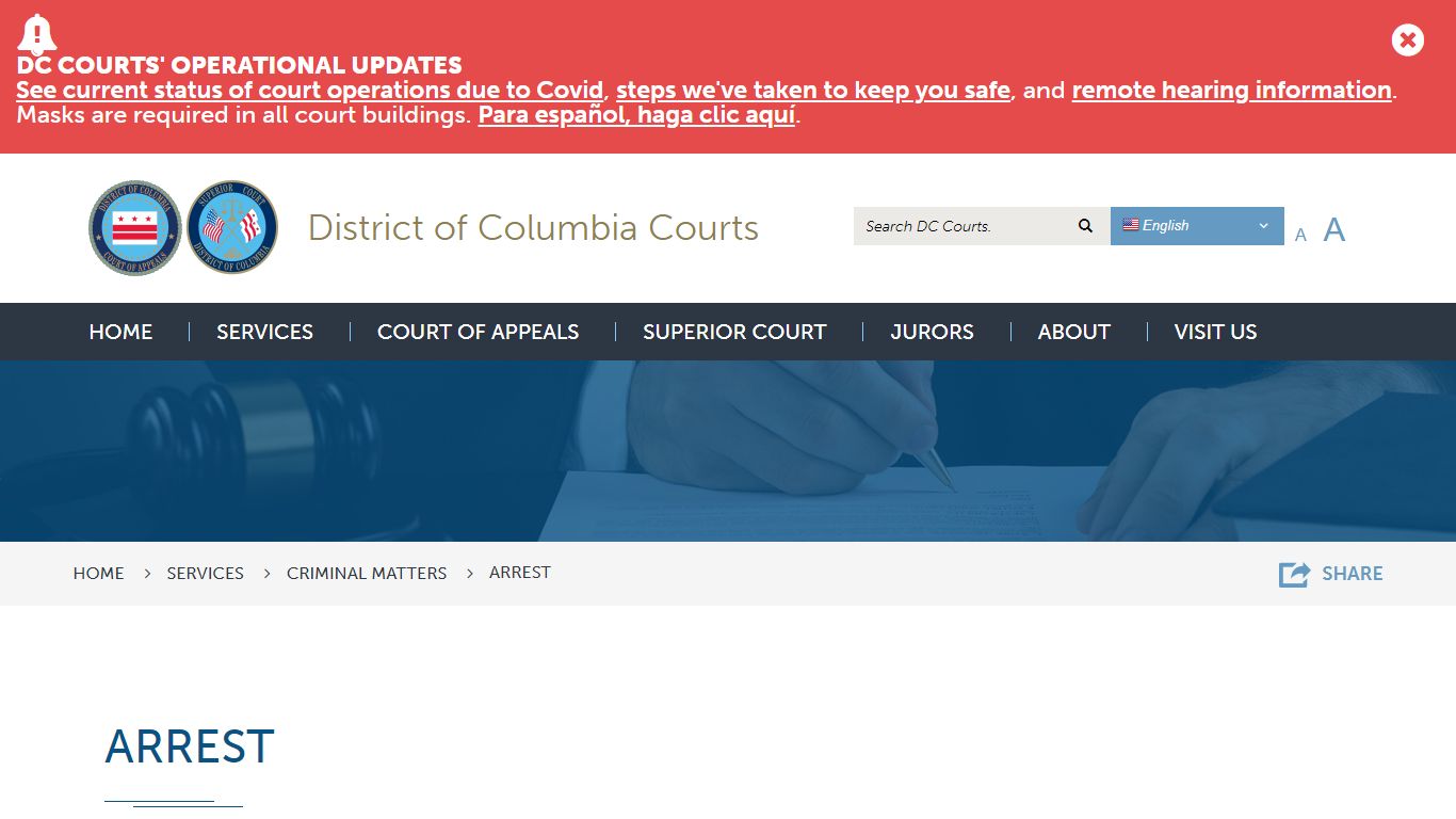 Arrest | District of Columbia Courts