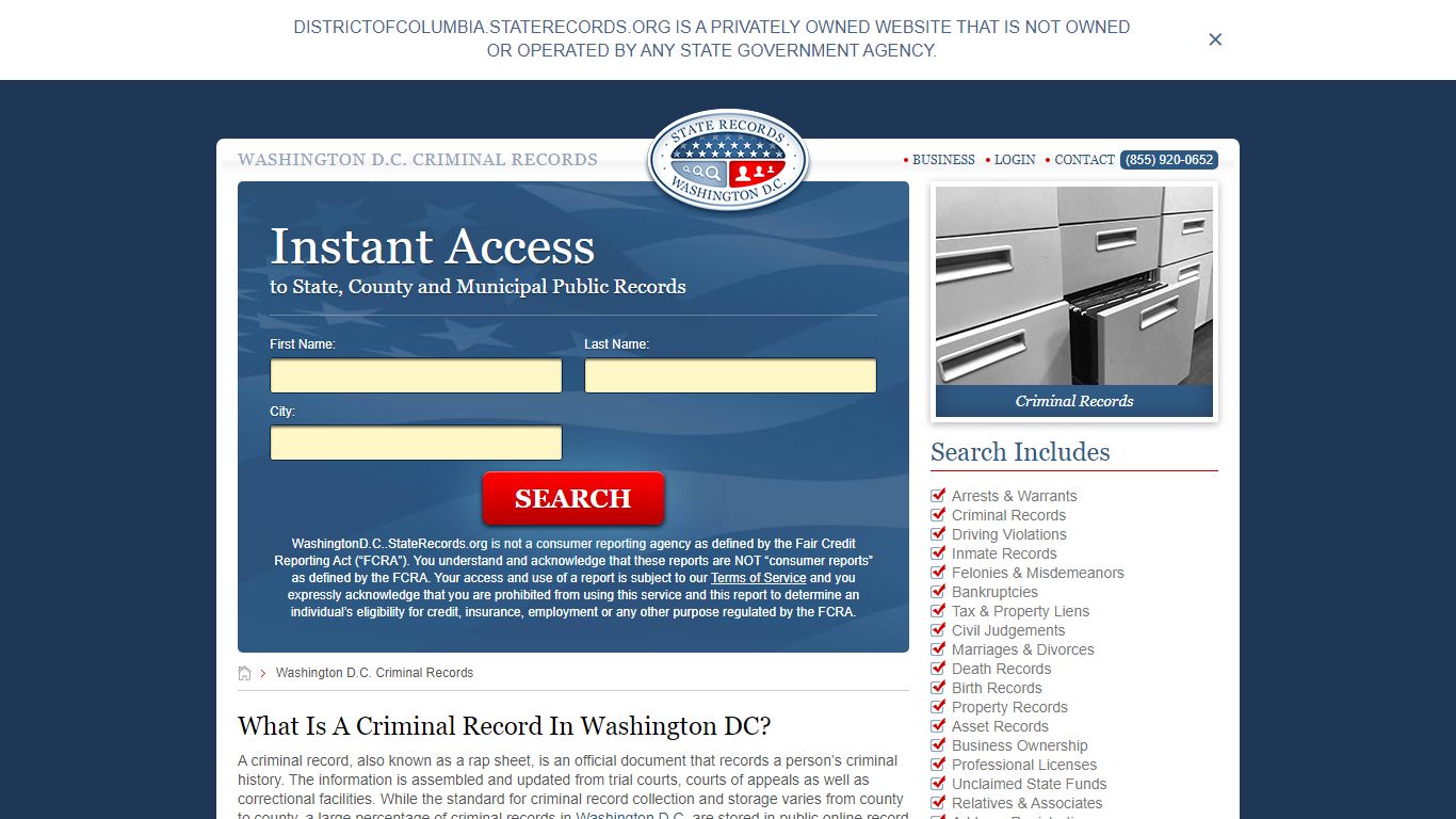 Washington D.C. Criminal Records | StateRecords.org